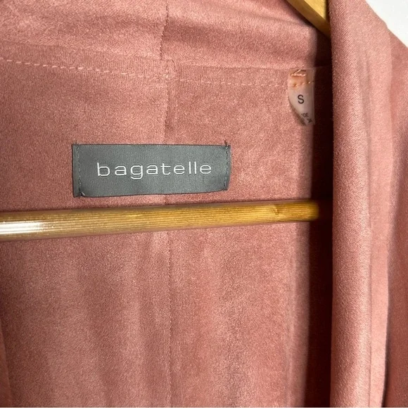 Like New Bagatelle Faux Suede Dusty Rose Draped Front Jacket s - Picture 9 of 11